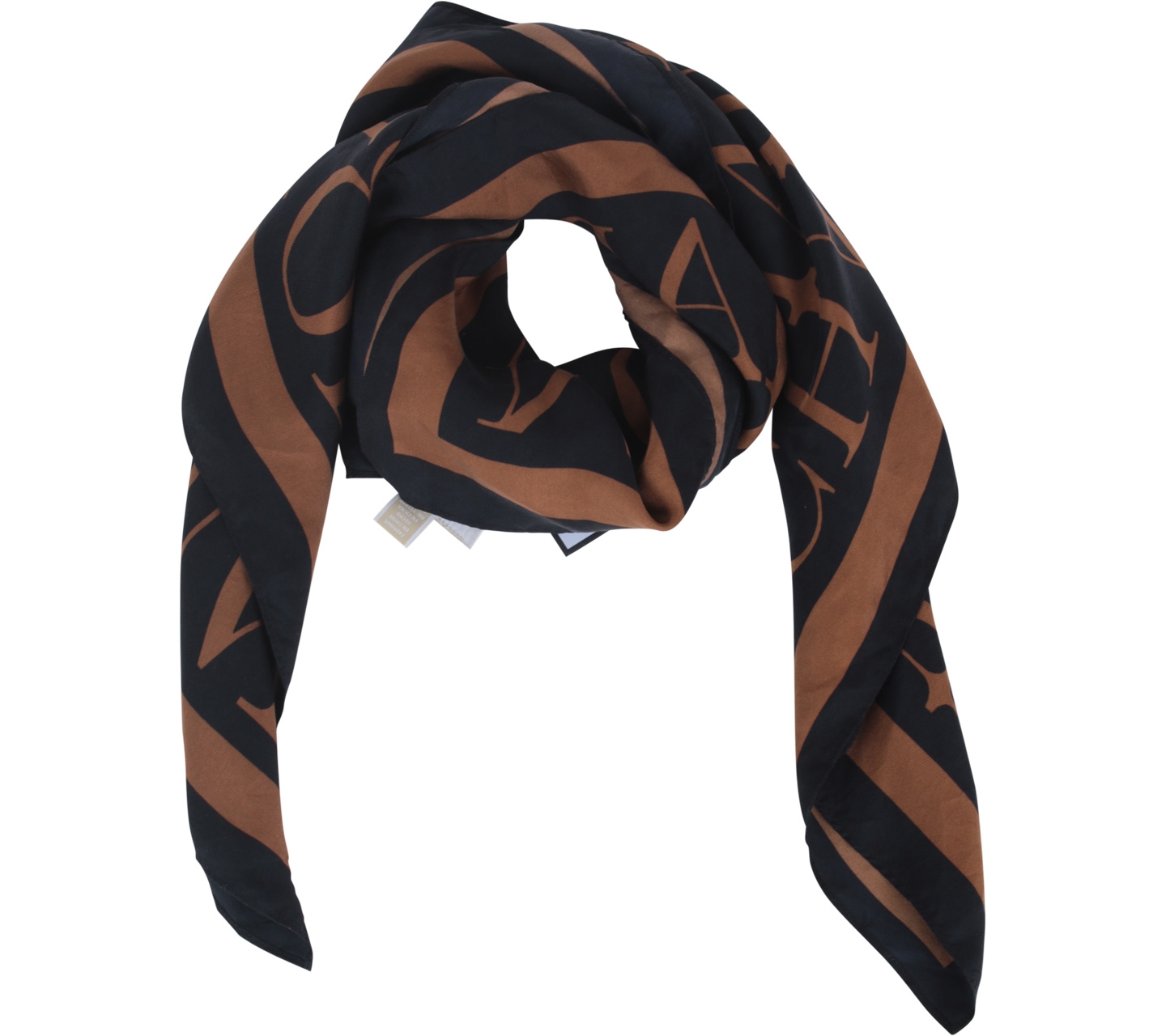Michael Kors Black And Brown Silk Patterned Scarf