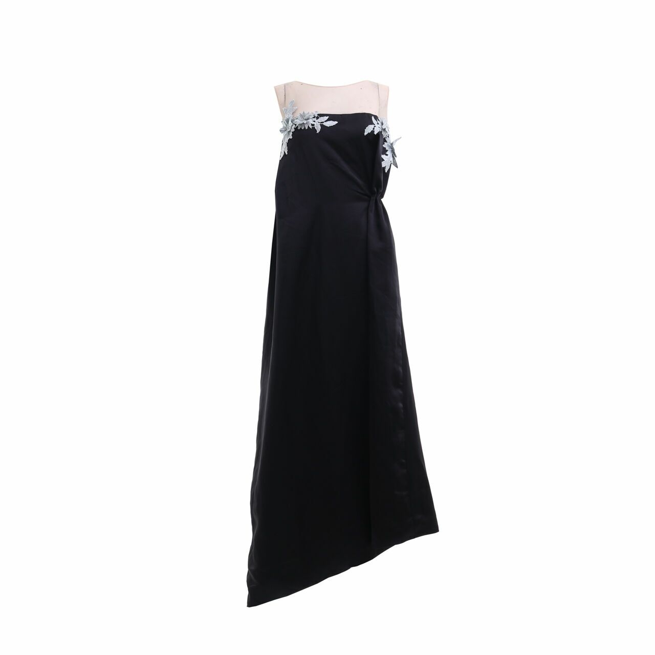 Due Date Black Embroided Flora Long Dress