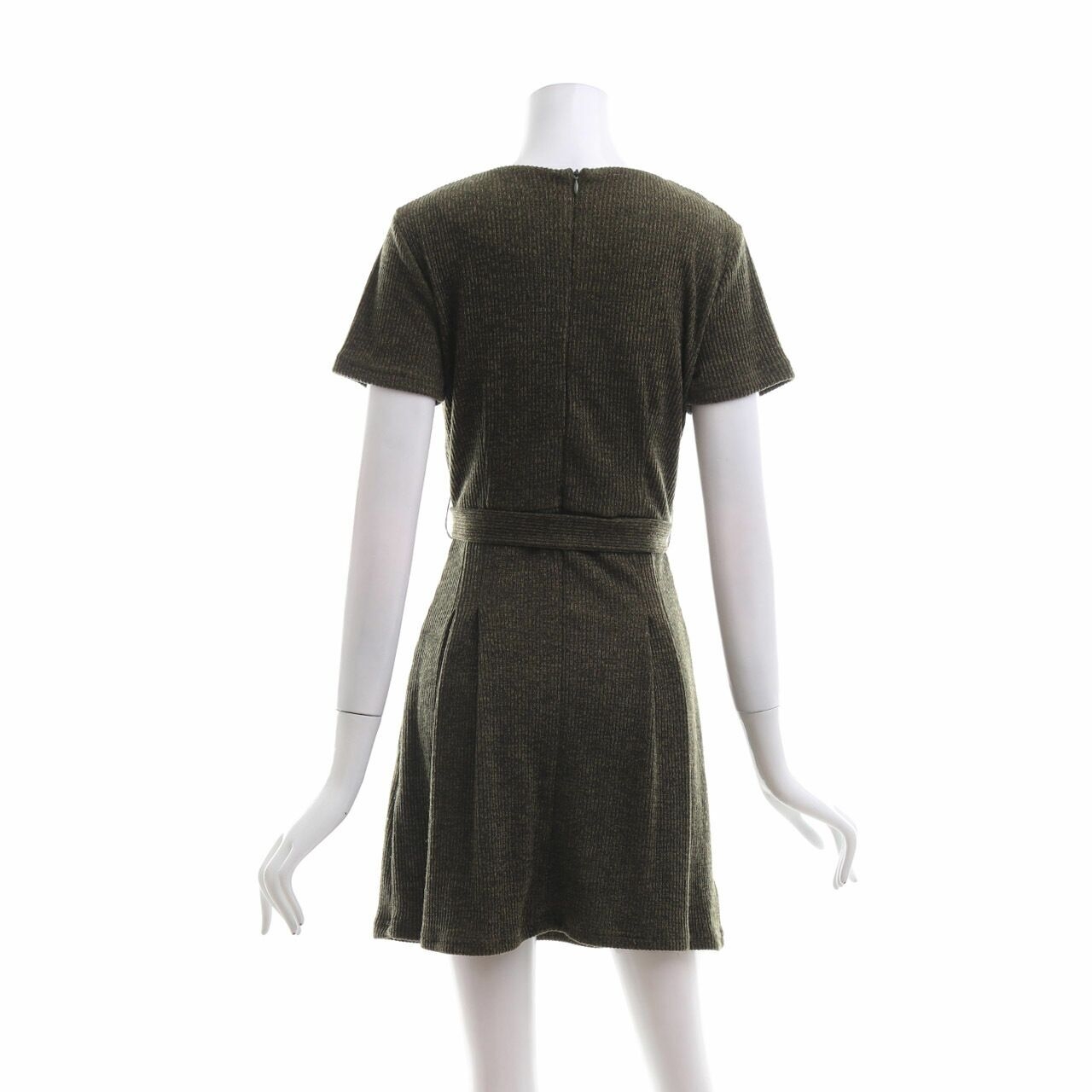 Pomelo. Dark Green Tweed Mini Dress