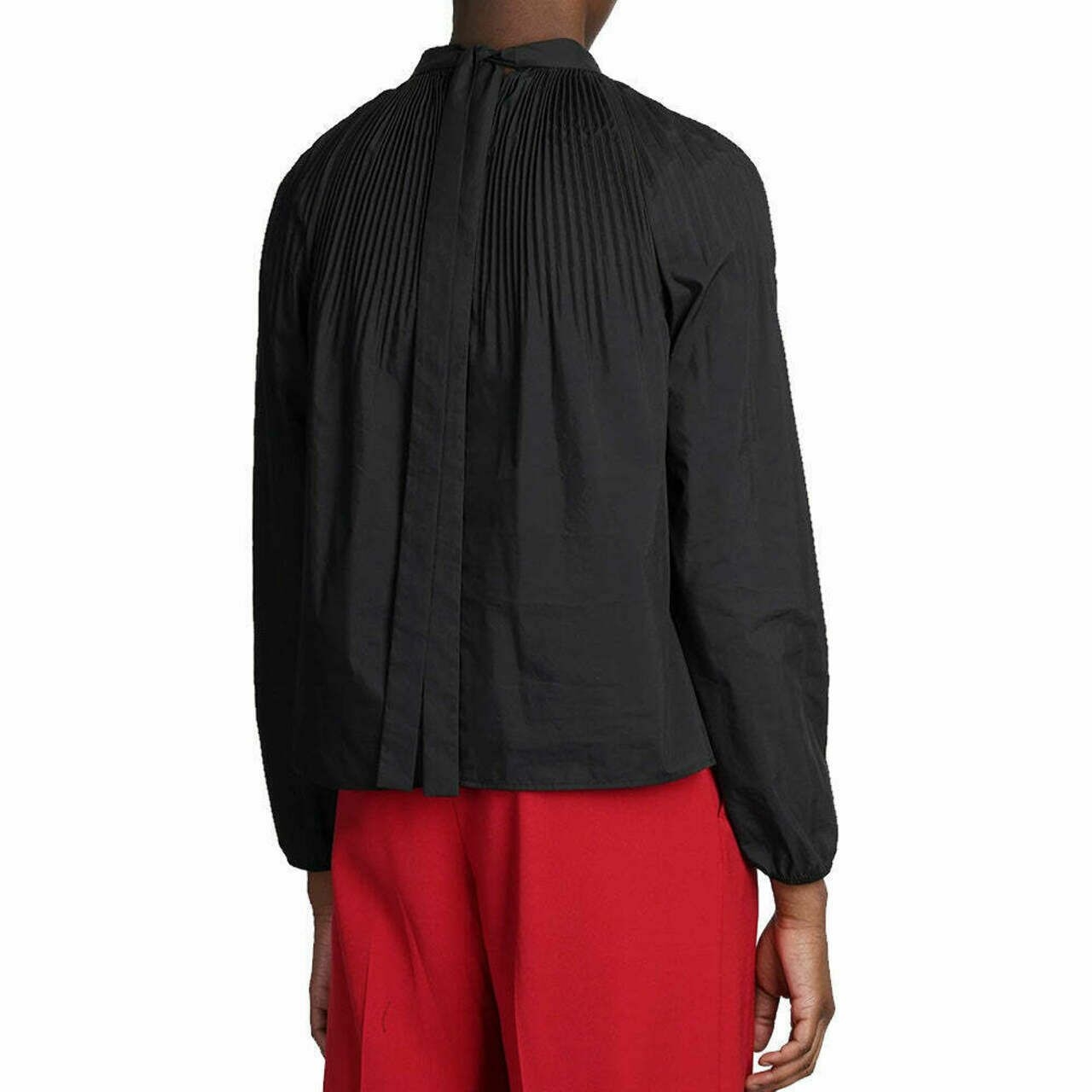 Red Valentino Pleated Cutton Blouse Black