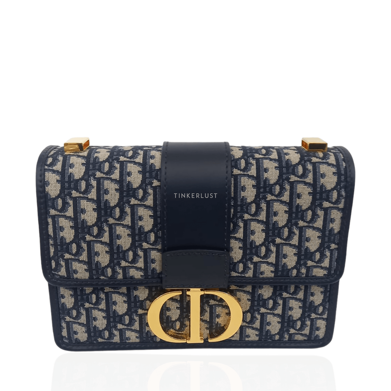 Christian Dior Montaigne Oblique Navy GHW Shoulder Bag