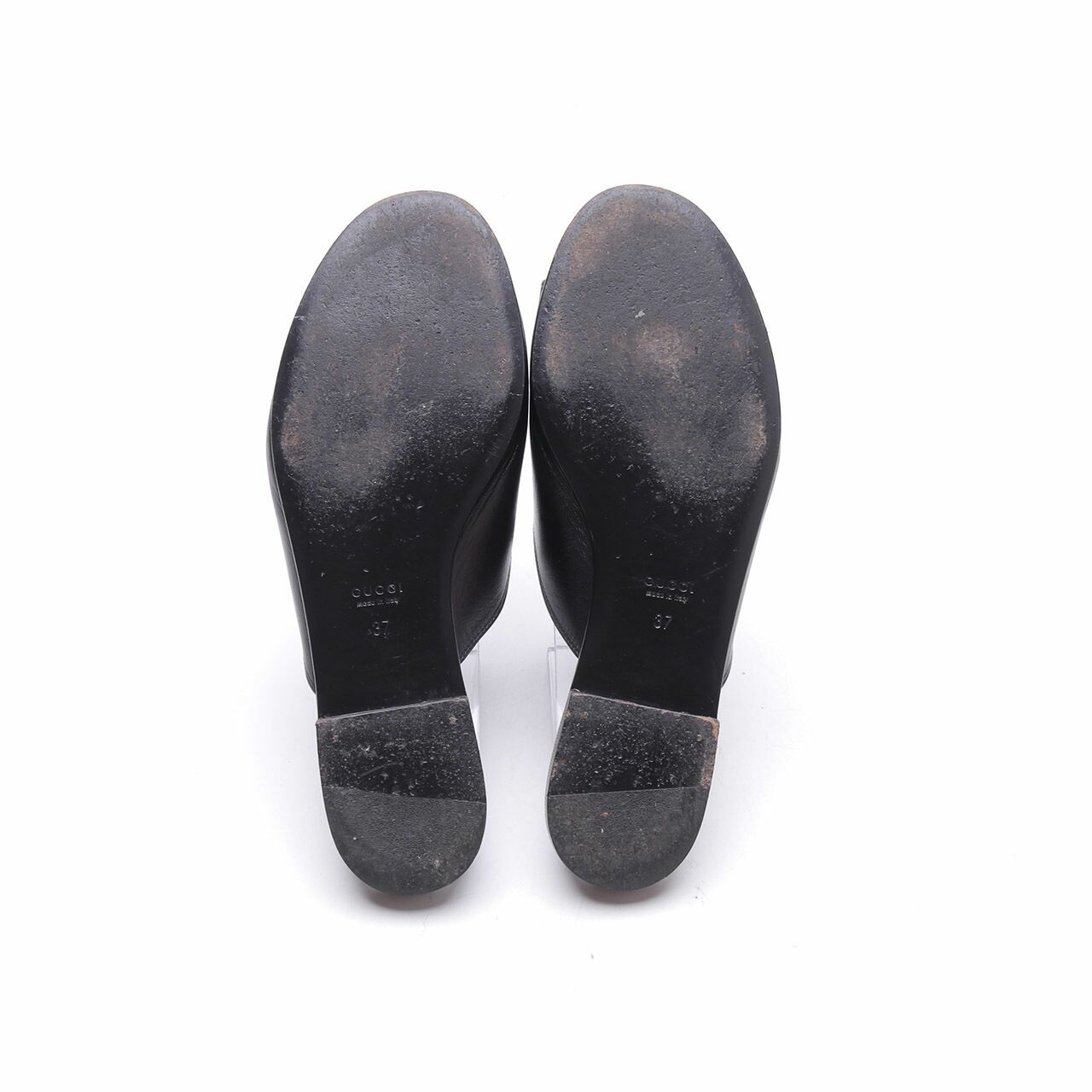 Gucci Black Horsebit Leather Open Toe Slide Sandals