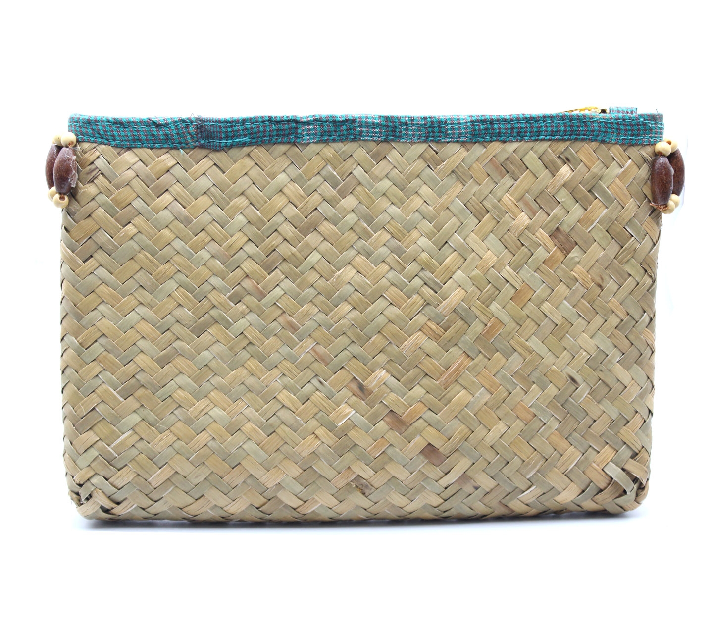 Ikat indonesia Brown Straw Pouch