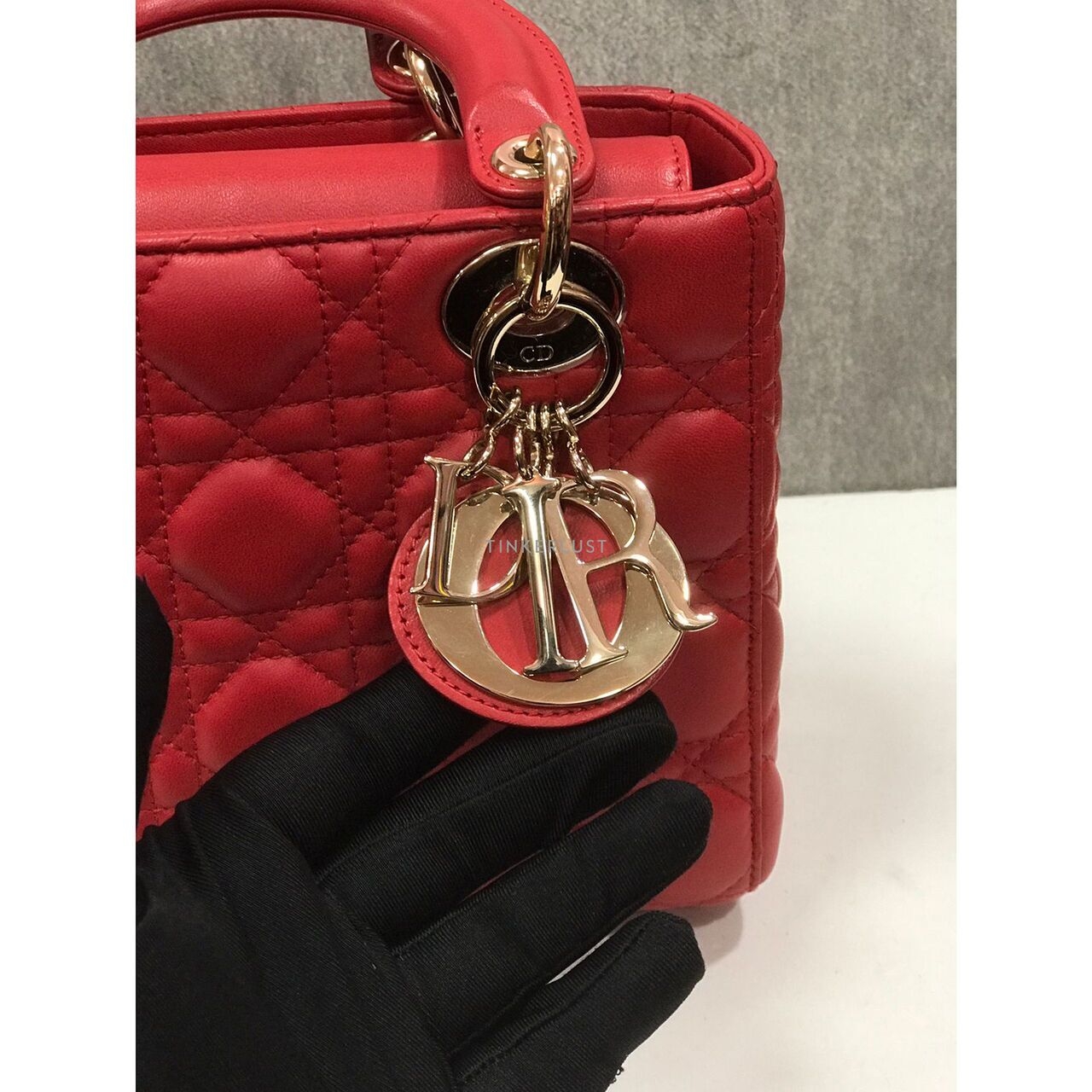 Christian Dior Lady Dior Small Red GHW 2017 Satchel