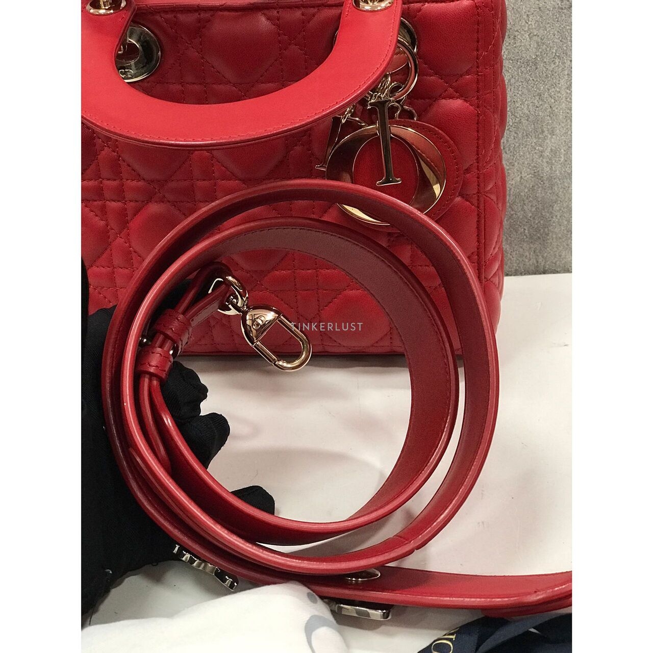 Christian Dior Lady Dior Small Red GHW 2017 Satchel