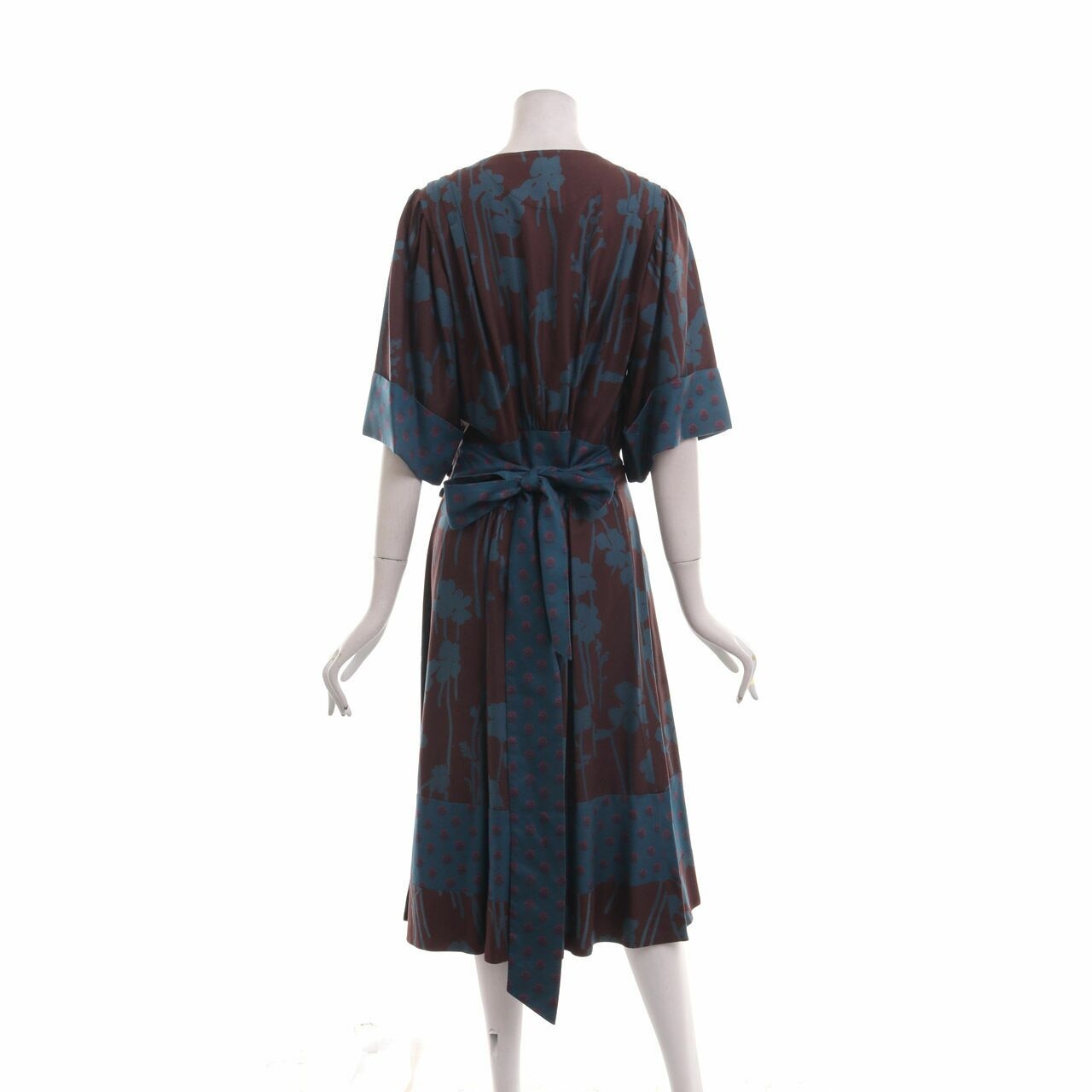 Marc By Marc Jacobs Brown & Blue Floral Wrap Midi Dress