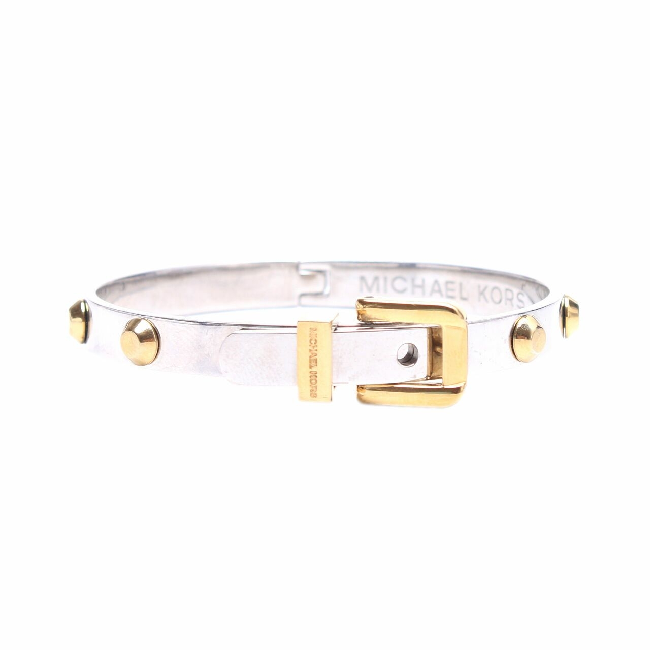 Michael Kors Silver & Gold Astor Two-tone Rivet Buckle Bangle Bracelet Jewelry
