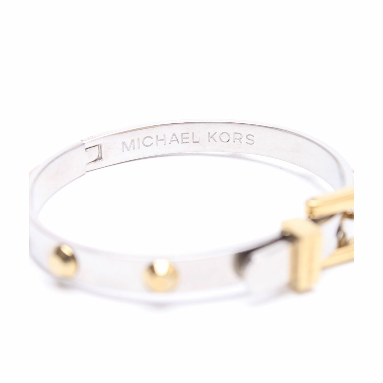 Michael Kors Silver & Gold Astor Two-tone Rivet Buckle Bangle Bracelet Jewelry