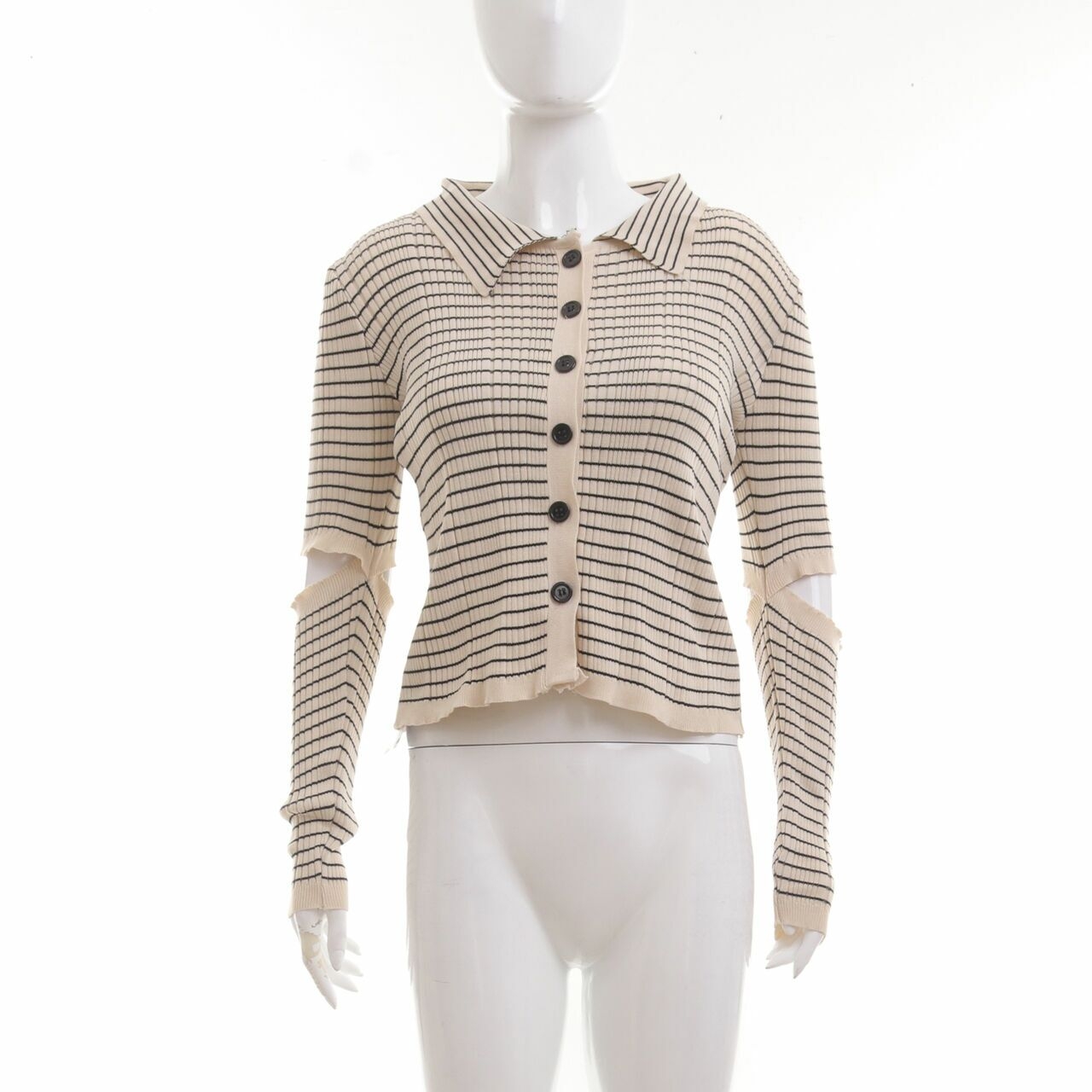 Love + Flair Black & Cream Stripes With Inner Knit Cardigan
