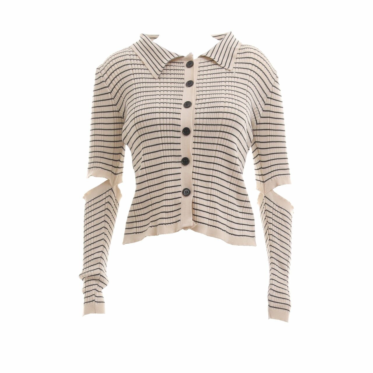 Love + Flair Black & Cream Stripes With Inner Knit Cardigan