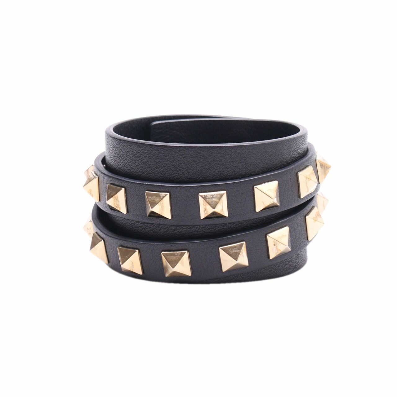 Valentino Garavani Black Rockstud Double Wrap Bracelet
