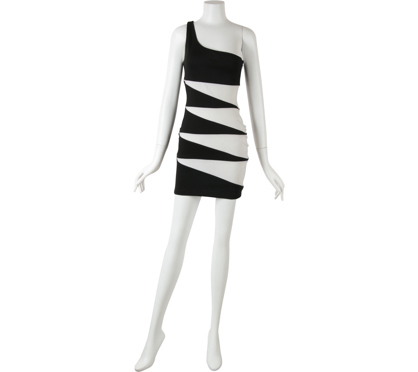 Forever 21 Black And White One Shoulder Mini Dress