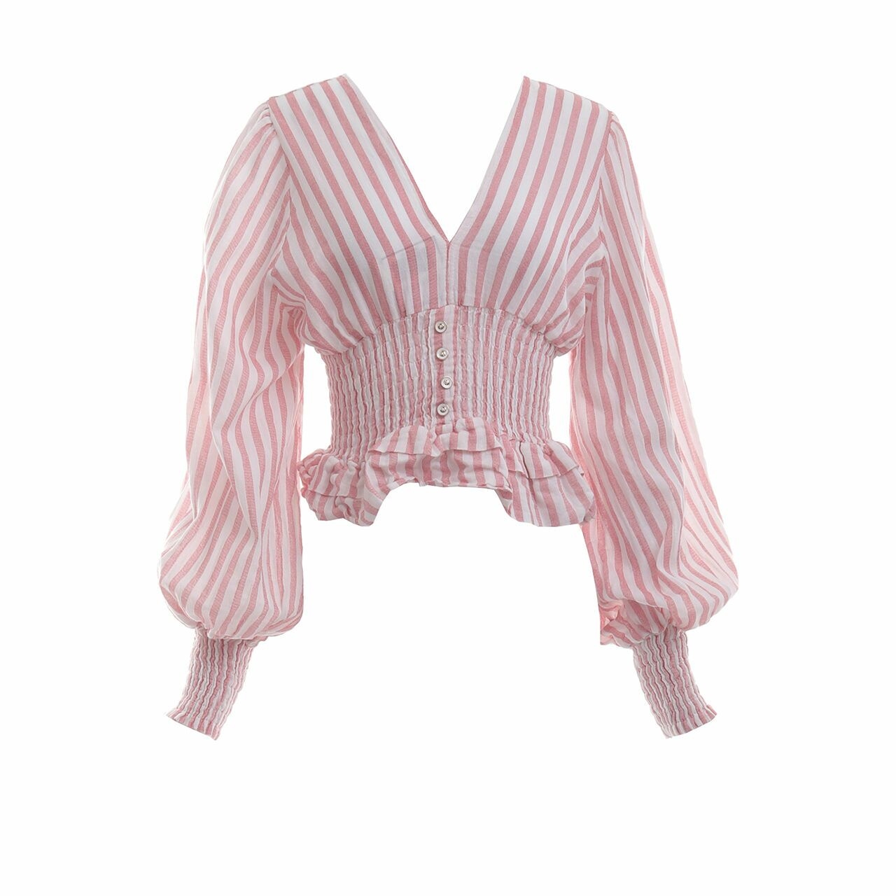 Grinitty Red Stripes Cropped Blouse