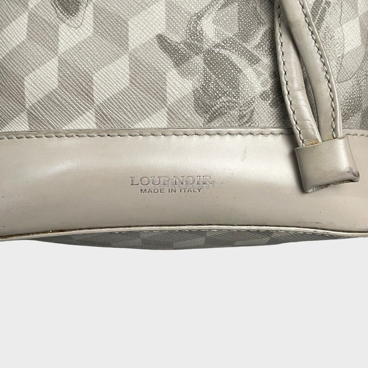 Loup Noir Grey Canvas Leather Bucket Shoulder Bag
