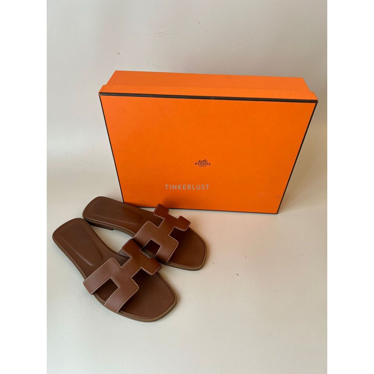 Hermes Oran Gold Sandals 