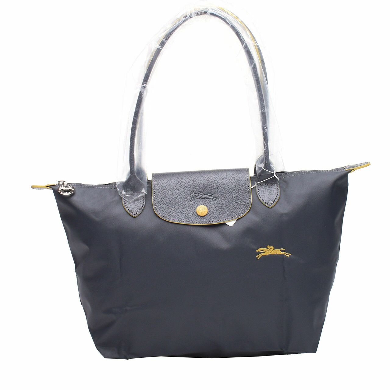 Longchamp Le Pliage Navy Yellow Tote Bag