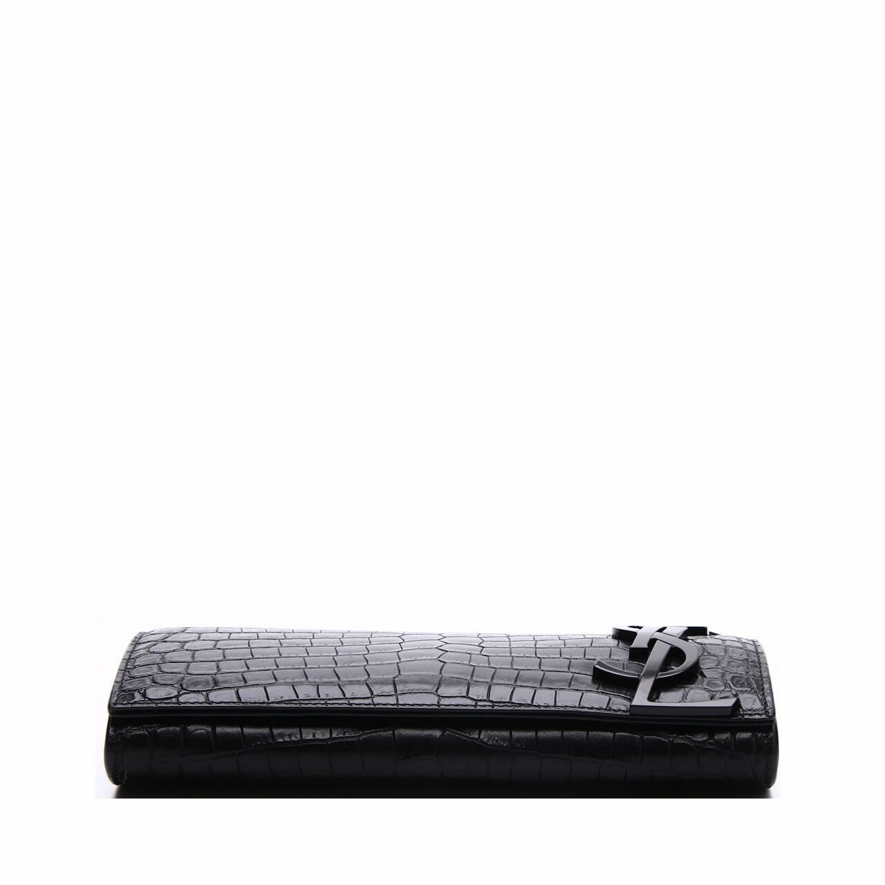 Yves Saint Laurent Crocodile Embossed Black Clutch