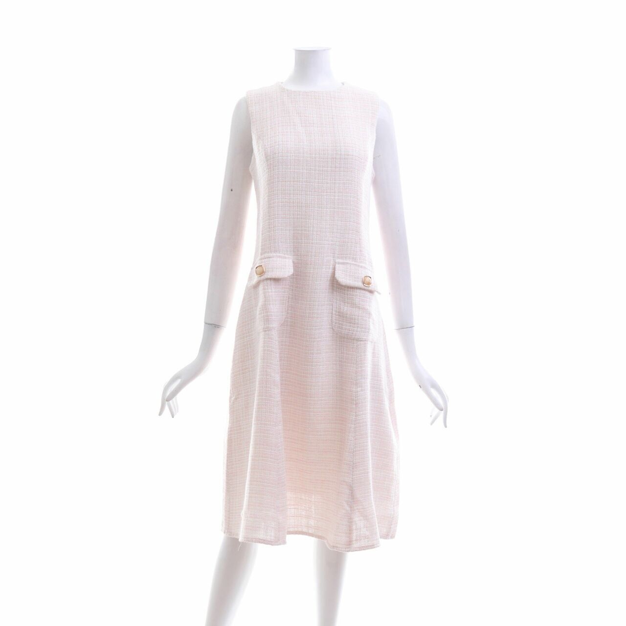 Pomelo. Pink Tweed Midi Dress