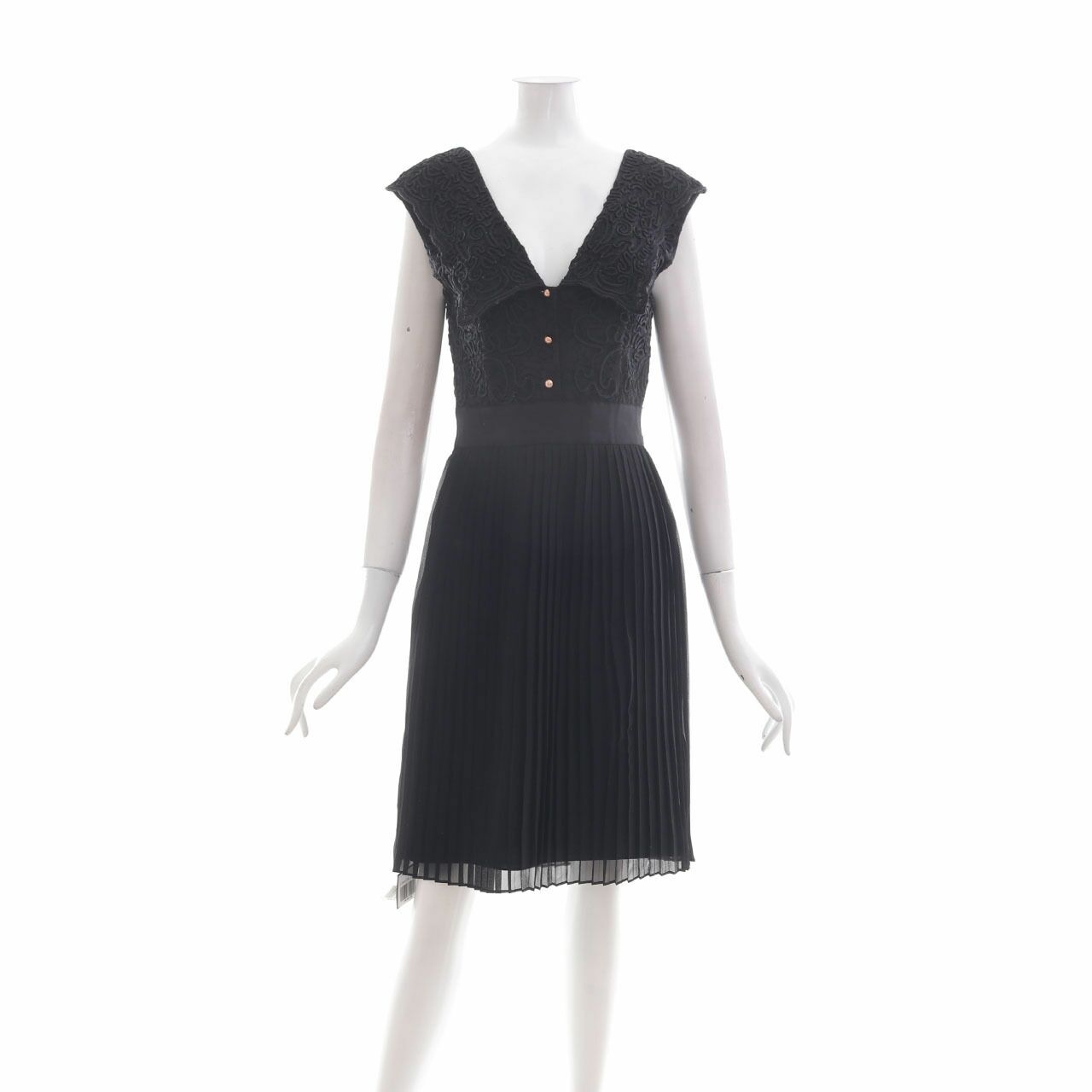Ted Baker Black  Lace Pleats  Mini Dress