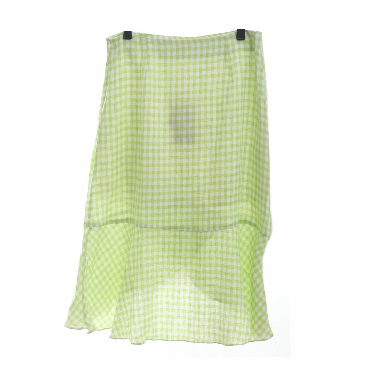 Pomelo. Green Plaid Midi Skirt
