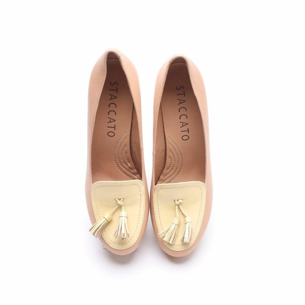 Staccato Nude Leather Wedges