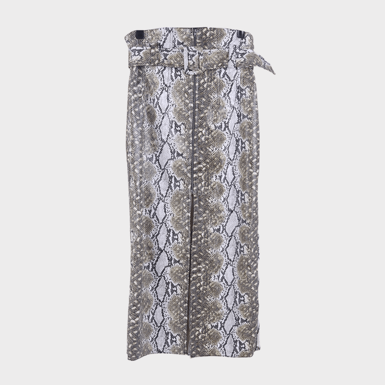 Asos Design Belted Midi Skirt with Zip Detail in Snake Print