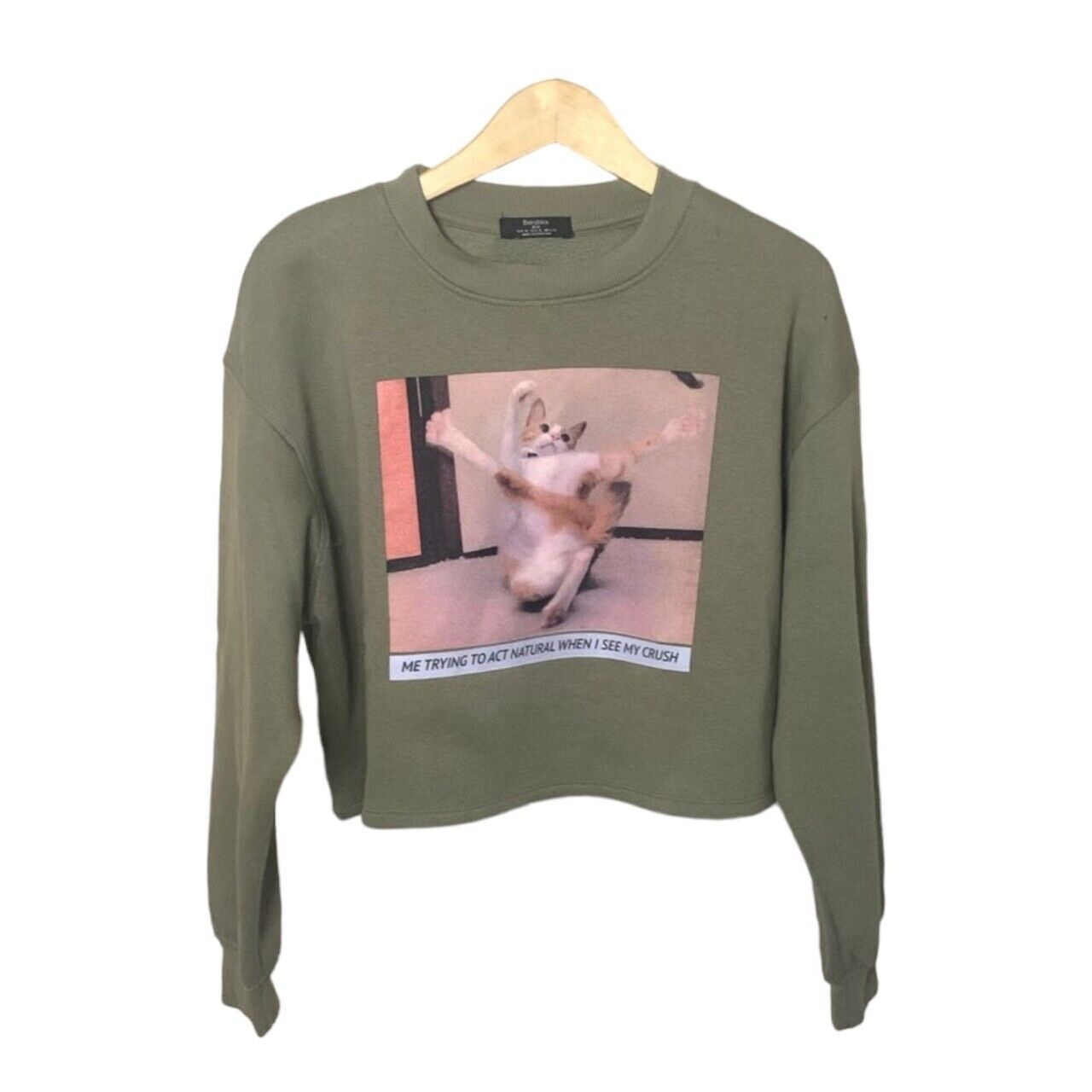 Bershka Green Animal Print Sweater