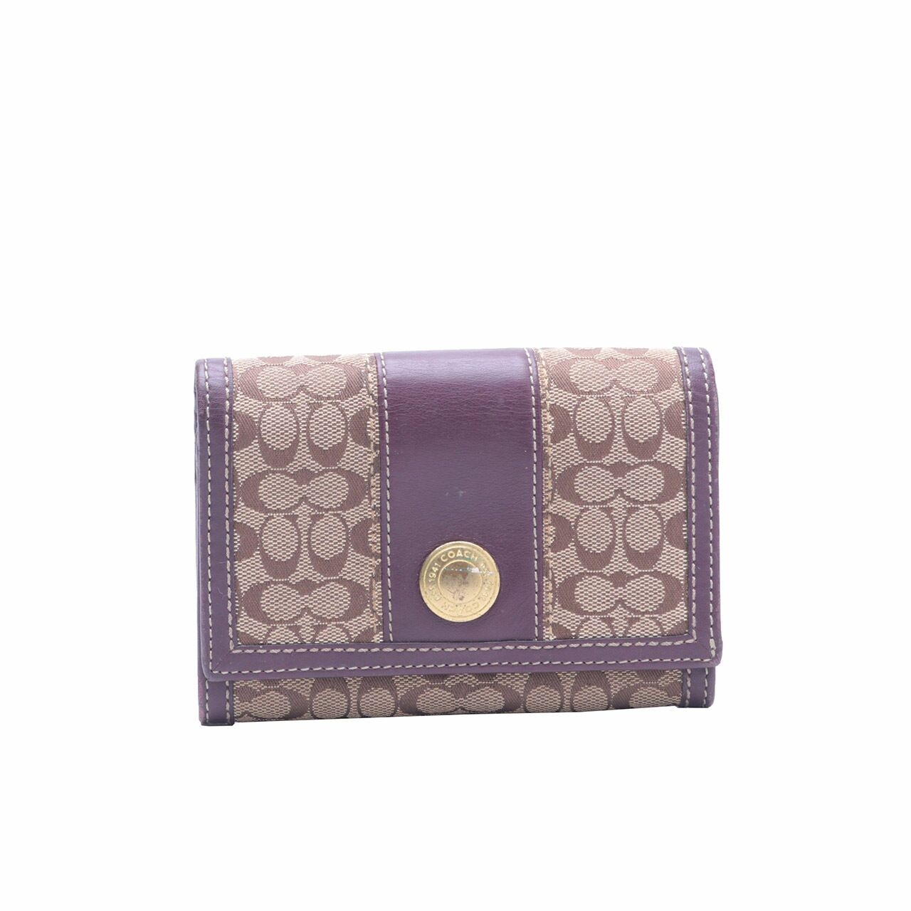 Coach Purple Brown Flap Wallet