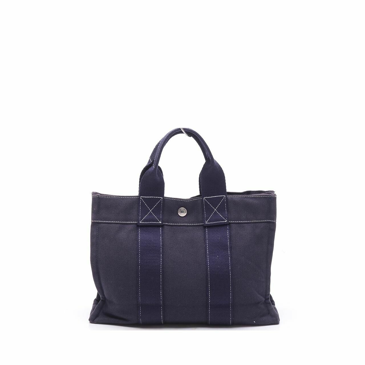 Hermes Fourre Tout Navy Small Canvas Hand Bag