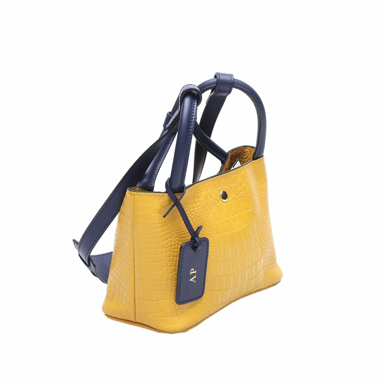 Rounn Yellow/Navy Bucket Satchel Bag