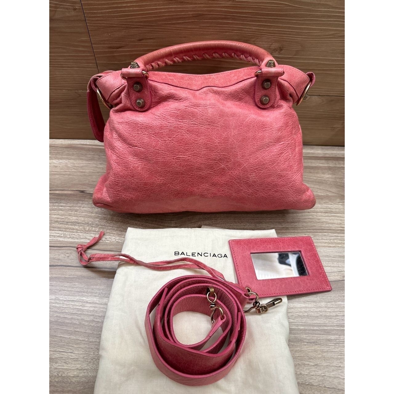 Balenciaga Town Pink Lambskin Handbag