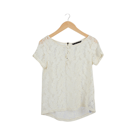 White Lace Short Sleeve Outerwear