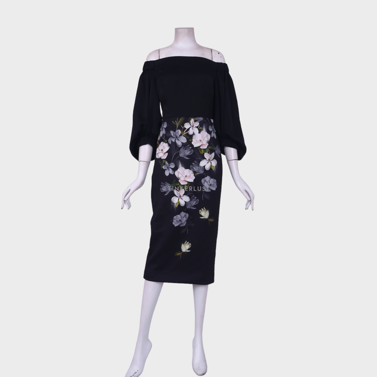 Ted Baker Black Floral Midi Dress