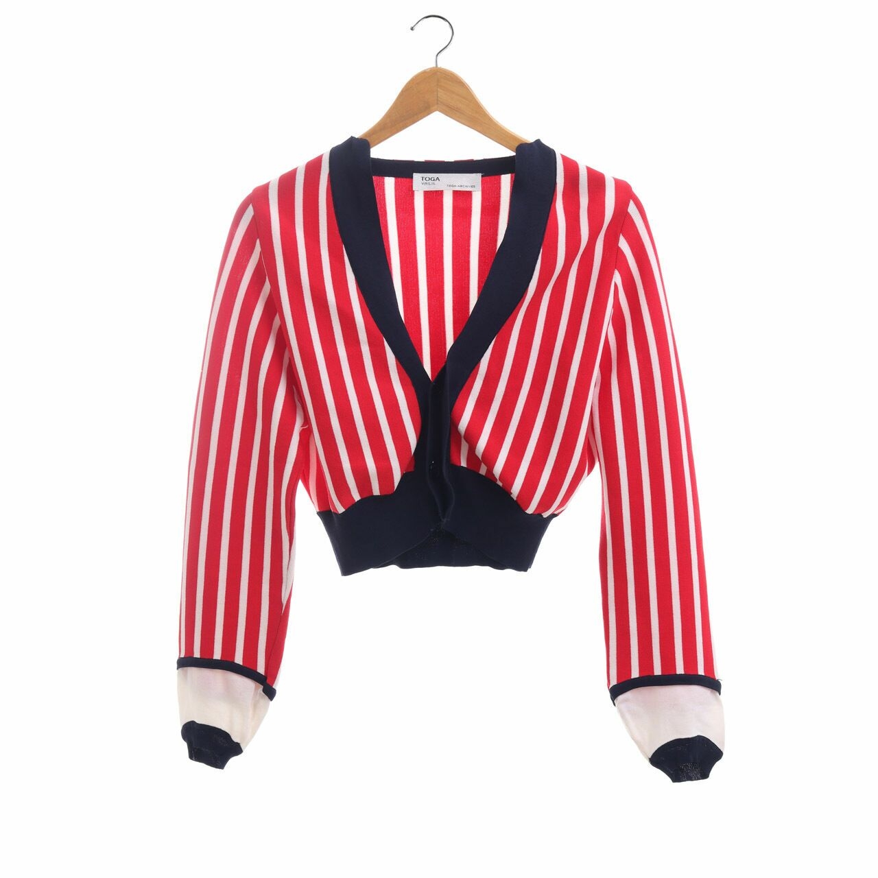 Toga Archives Red & White Stripes Cardigan