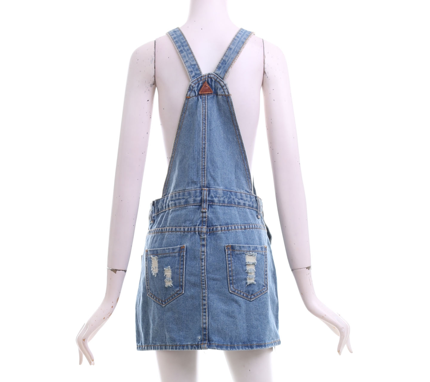 Avenue Blue Denim Ripped Overall Jumpsuit