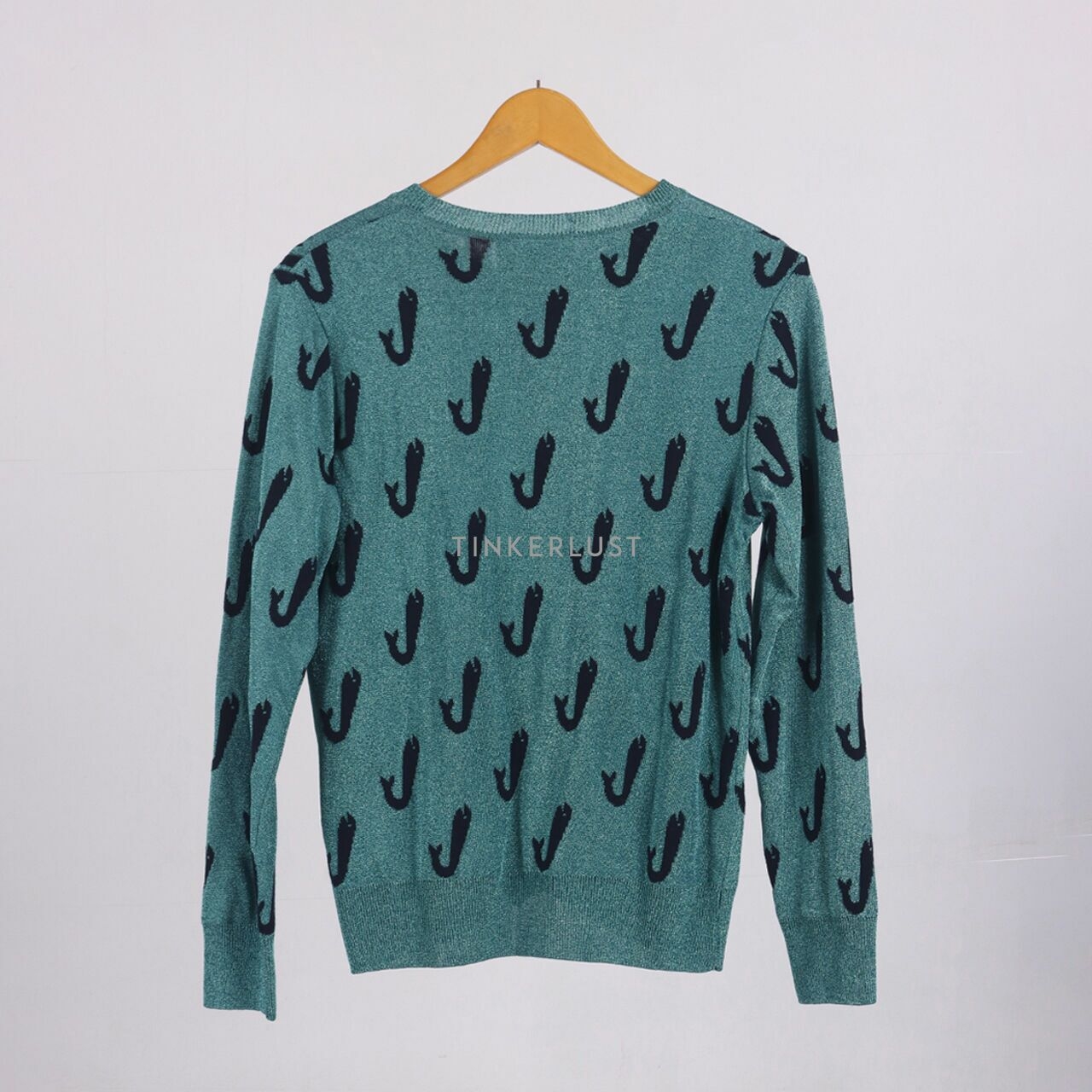 Maison Kitsune Green Metallic Sweater