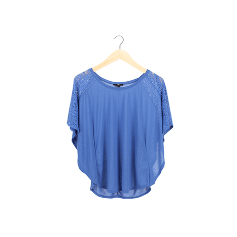 Blue Lace Batwing T-Shirt