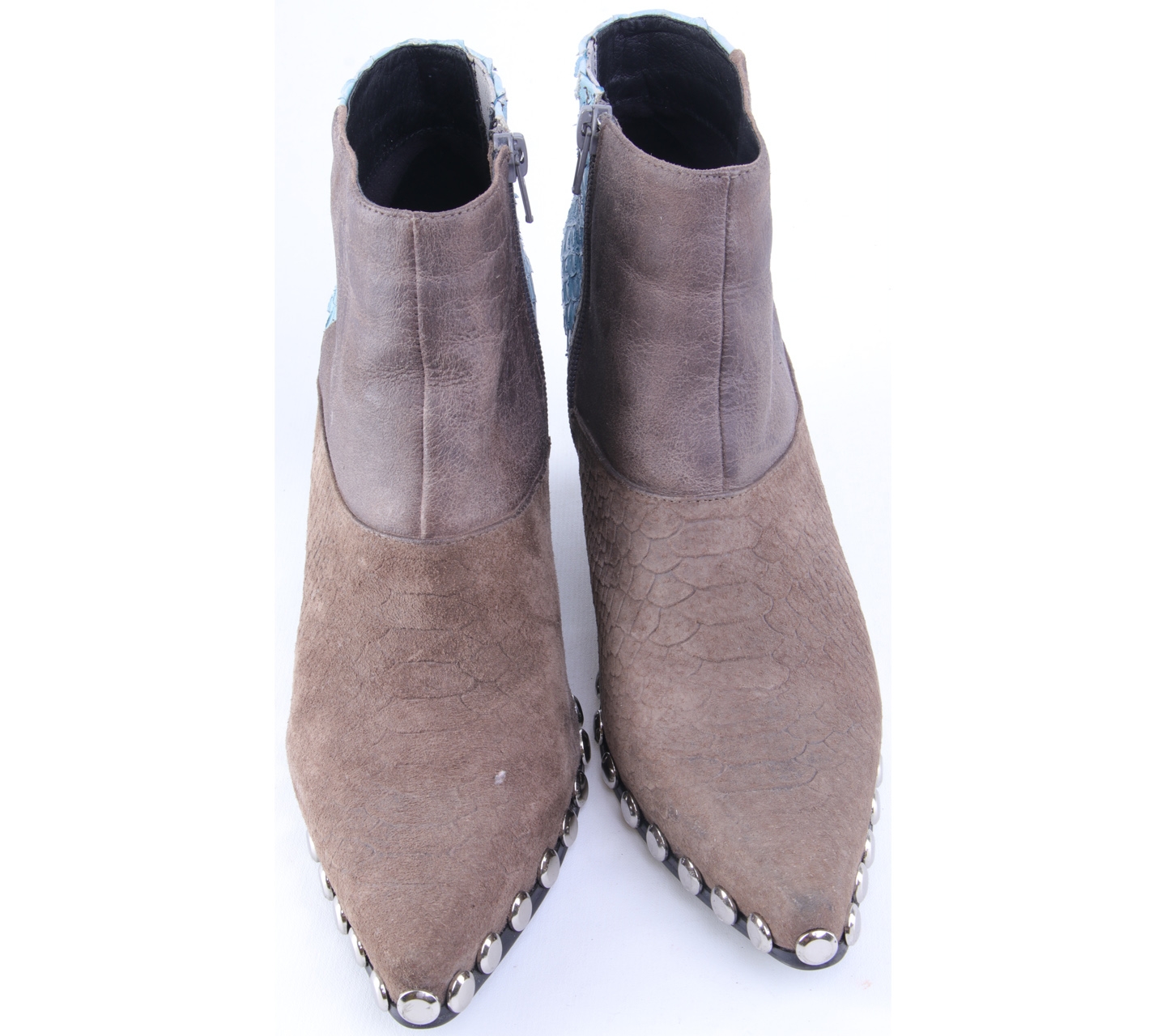 Jeffrey Campbell Grey Snake Combo Suede Boots