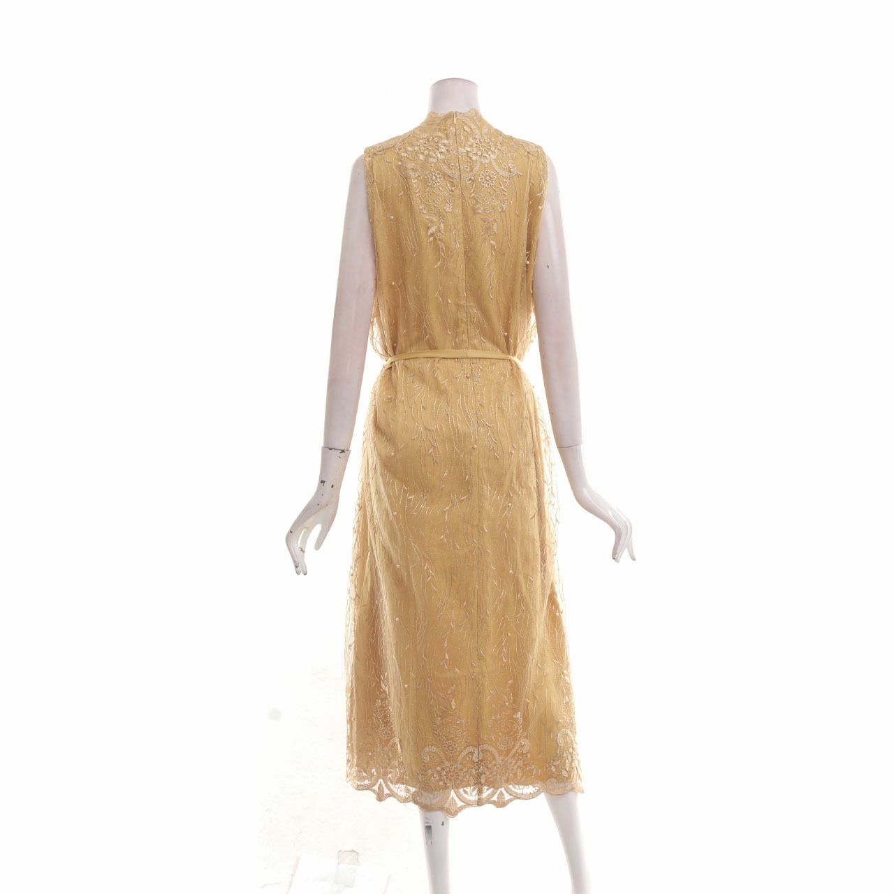 Caroline Kosasih Mustard Pearls Long Dress