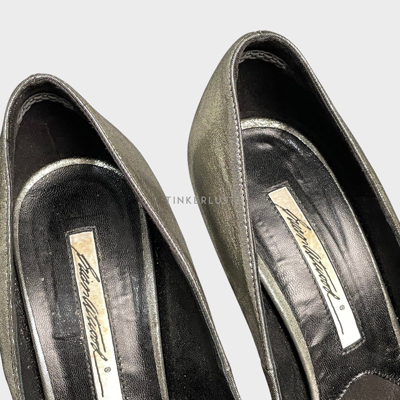 Brian Atwood Silver Open Toe Heels