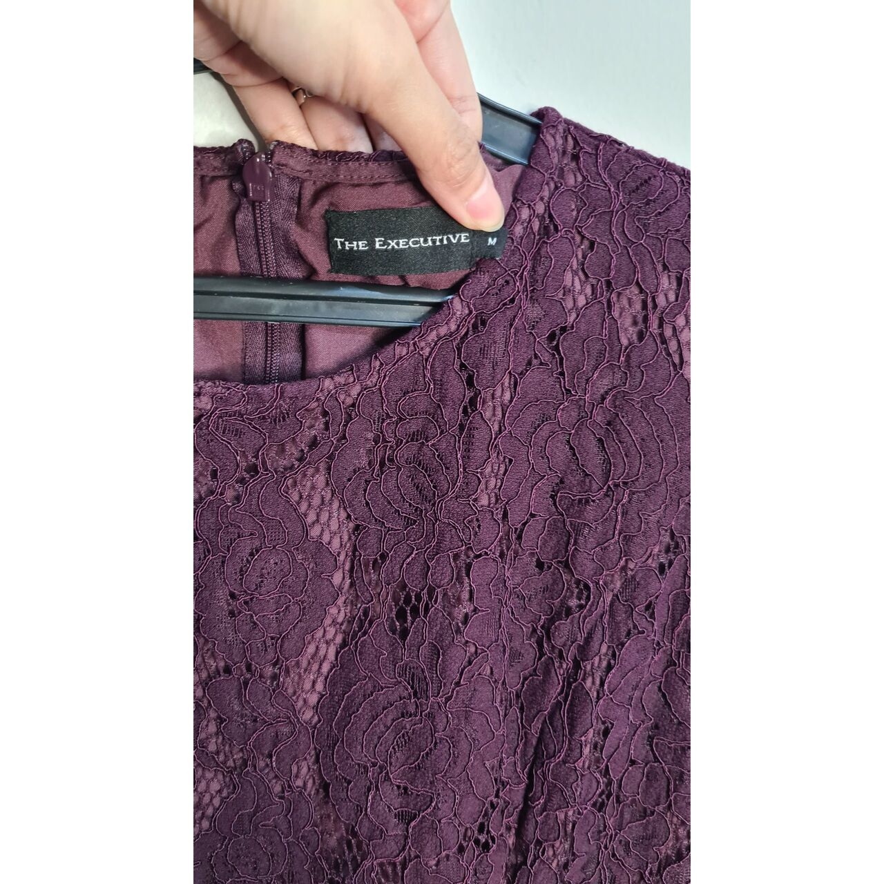 The Executive Purple Wine Lace Midi Dress
