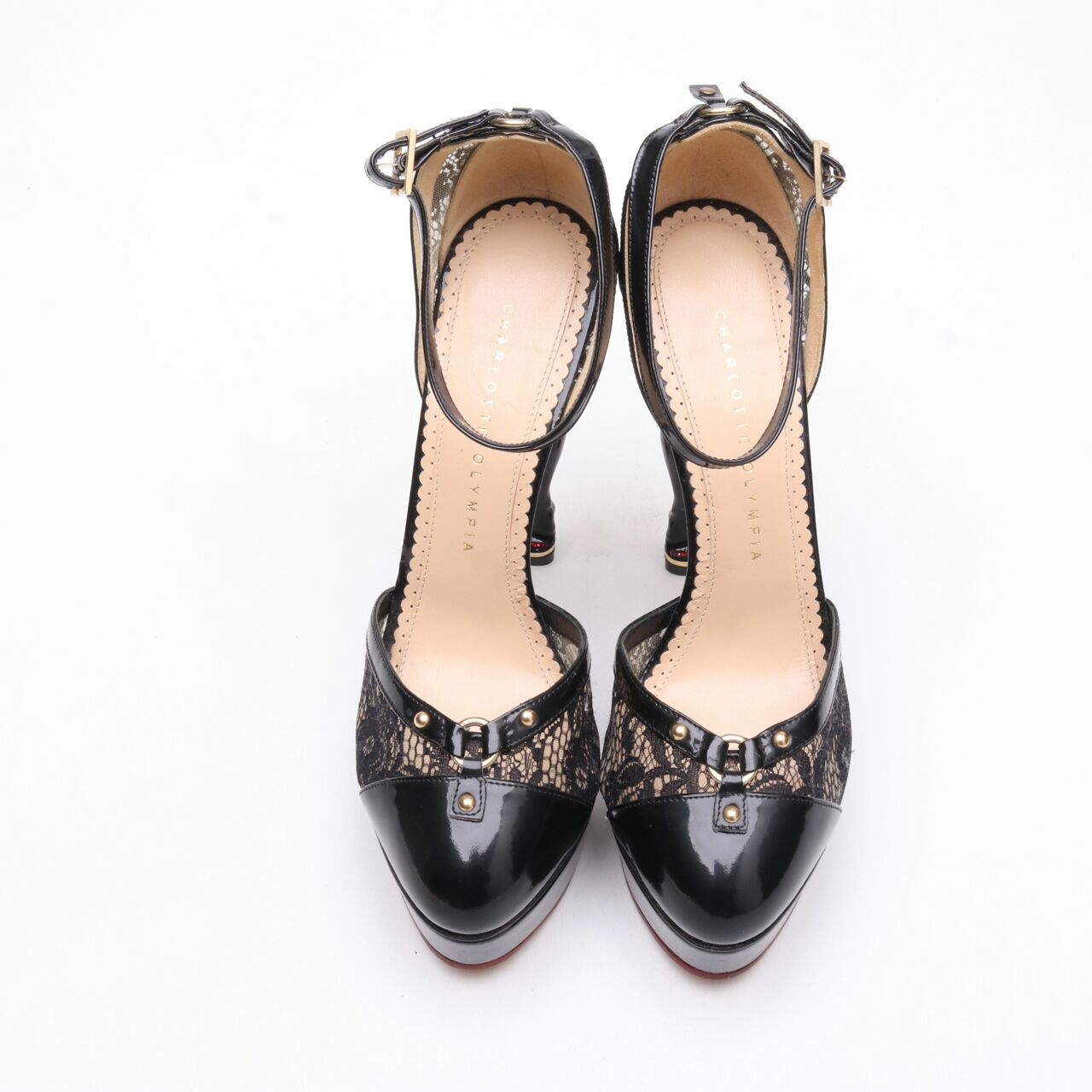 Charlotte Olympia Brokat Black Patent Heels
