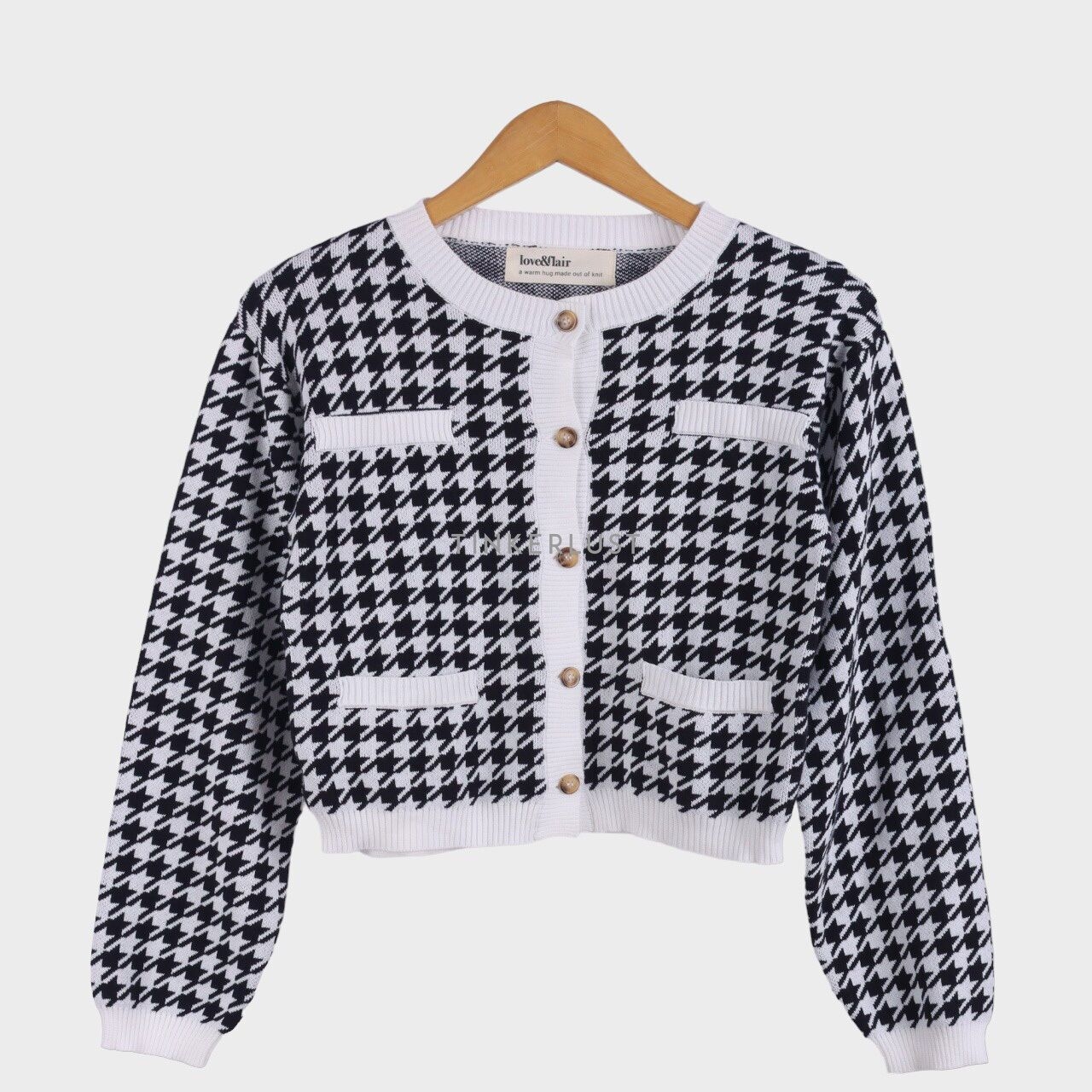 love-and-flair Black & White Houndstooth Cardigan