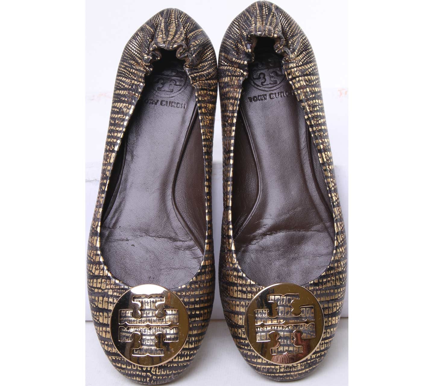 Tory Burch Gold And Brown Flats