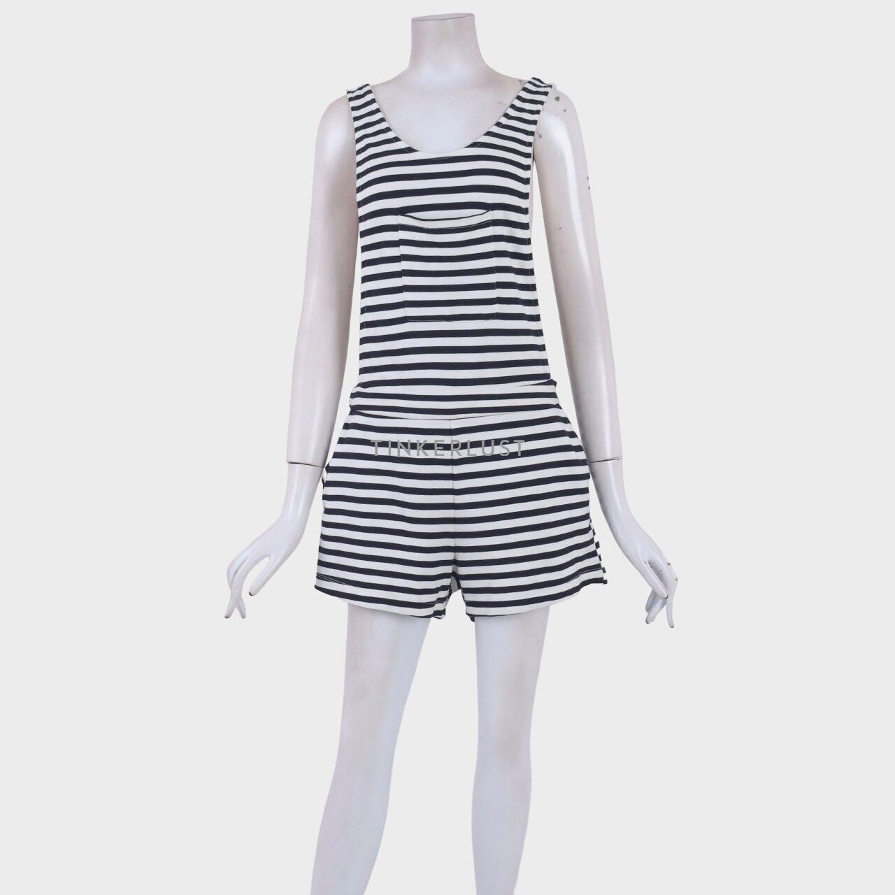 Mango Black & White Stripes Jumpsuit