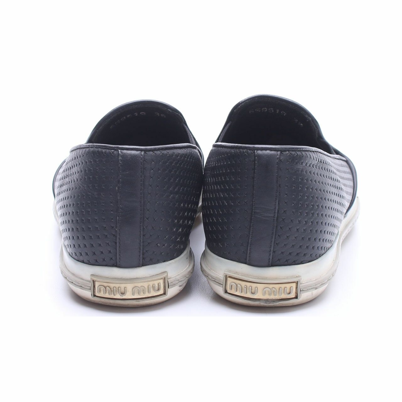 Miu Miu Black Leather Point-Toe Slip-On Sneakers