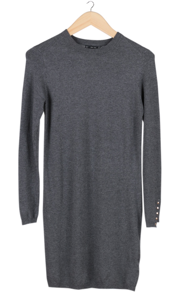 Grey Knit Sweater Midi Dress