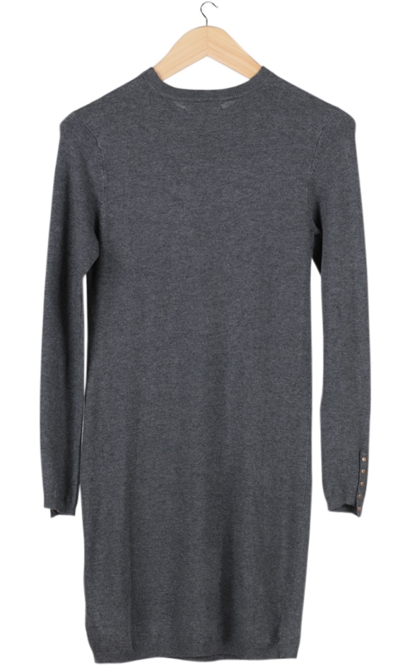 Grey Knit Sweater Midi Dress