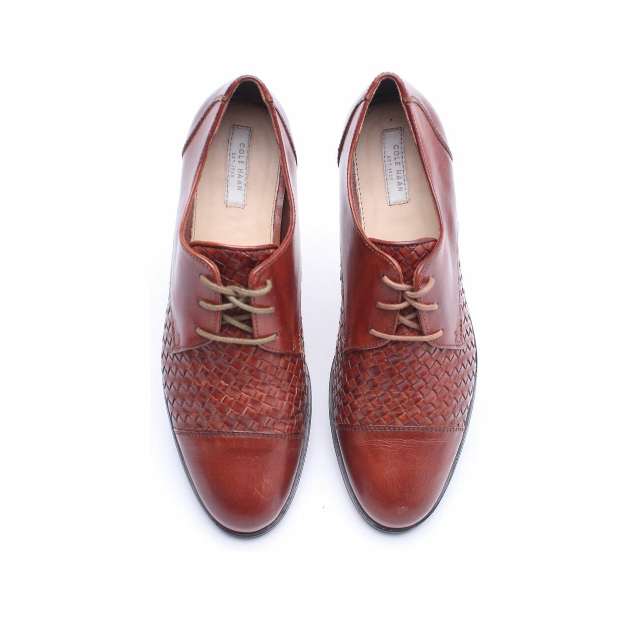 Cole Haan Brown Intrecciato Leather Flats