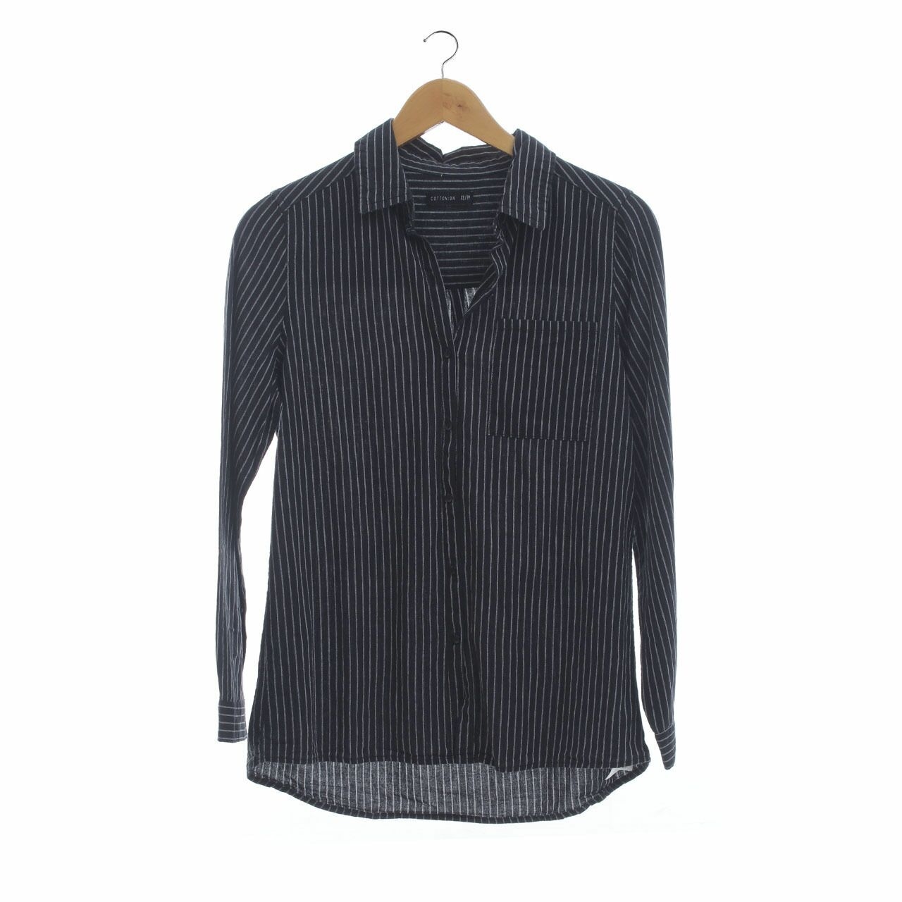 Cotton On Black Stripes Pocket Shirt